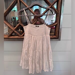 Zara White Smocked Tiered Mini Dress